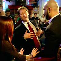 Tara attempts to avert a brawl as Alan presents his cushy appearance to Tree Trunk Joe.